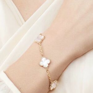 Alhambra Style White Gold and White Clover light Bracelet